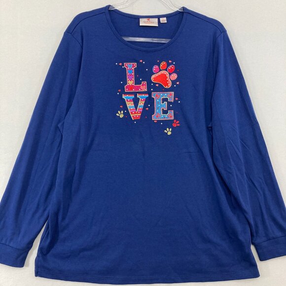 Set of Two Tops Quacker Factory Large Dog Embroidered Festive Holiday - Picture 8 of 11